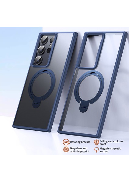 Samsung Galaxy S23 Ultra Telefon Kılıfı Için Çift Mıknatıs Yüzükler Tpu + Pc Telefon Arka Kapak Magsafe-Blue ile Uyumlu (Yurt Dışından) modelleri
