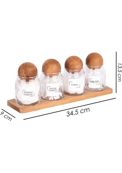 4'lü Ahşap Top Kapaklı Vakumlu Bambu Cam Kavanoz Seti 300 ml fırsatları