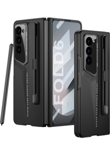 Anti-Düşen Telefon Kılıfı Için Samsung Galaxy Z Fold6 5g Kılıf Anti-Drop Pc + Pu Telefon Kapağı Ekran Filmi-Siyah (Yurt Dışından)