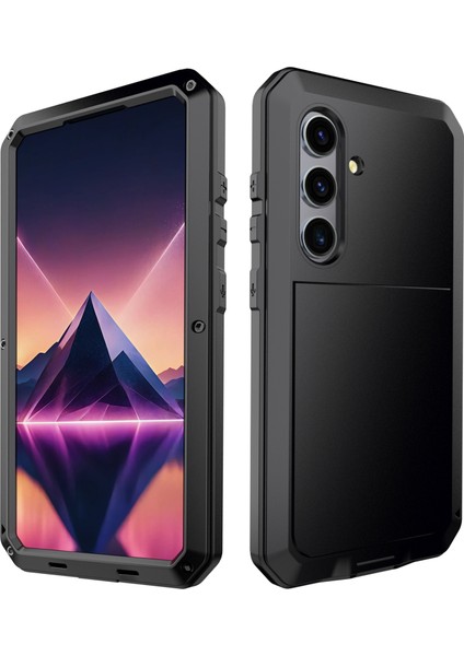 Samsung Galaxy S24 Kılıf Temperli Cam Filmli Tam Korumalı Telefon Kılıfı-Siyah (Yurt Dışından)