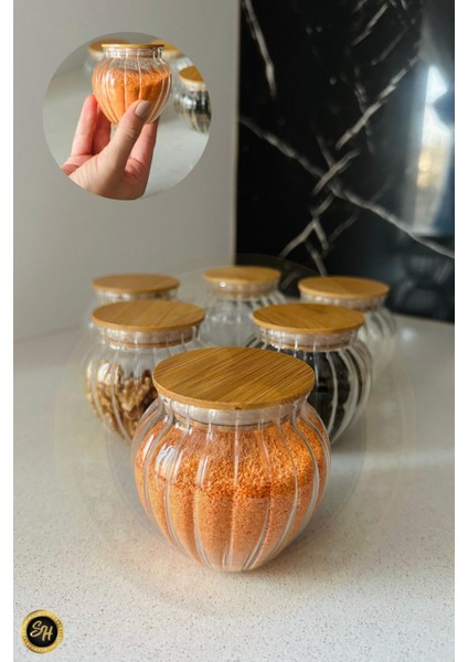 6'lı Ahşap Kapaklı Cam Kavanoz Seti, 160 Ml, Saklama ve Şekerlik Için Ideal