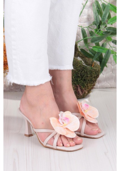 5131 Ares Orkide Fiyank Detaylı Inçe Topuklu Kadın Terlik modelleri