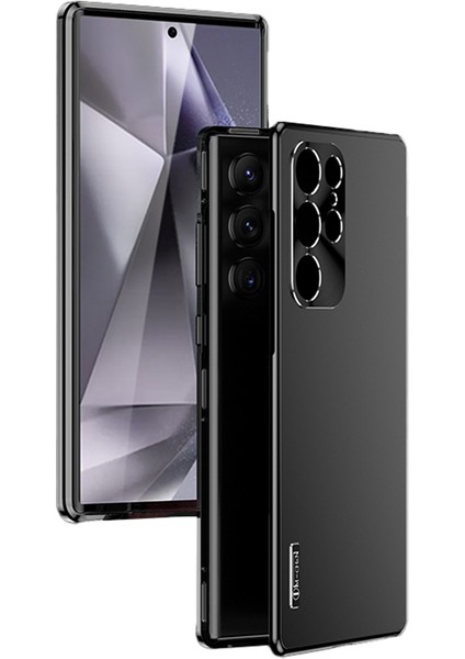 Samsung Galaxy S24 Ultra Kılıf Toka Kilit Tasarımı Sert Pc Metal Çerçeve Telefon Kapağı-Siyah (Yurt Dışından)