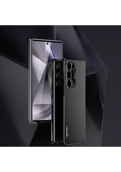 Samsung Galaxy S24 Ultra Kılıf Toka Kilit Tasarımı Sert Pc Metal Çerçeve Telefon Kapağı-Siyah (Yurt Dışından) fiyatları