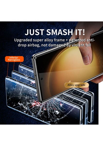 Samsung Galaxy S24 Ultra Kılıf Toka Kilit Tasarımı Sert Pc Metal Çerçeve Telefon Kapağı-Siyah (Yurt Dışından) fırsatları