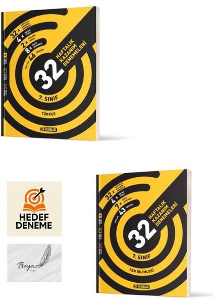 Hız 7.sınıf 32 Haftalık Türkçe Fen Bilimleri Denemeleri Hedef Deneme