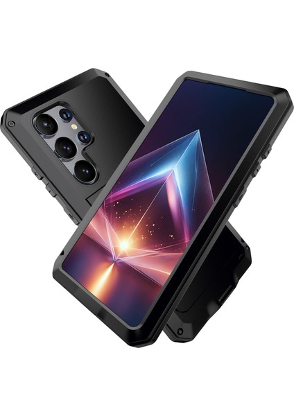 Samsung Galaxy S24 Ultra Kılıf Temperli Cam Filmi Silikon+Metal Telefon Kapağı-Siyah (Yurt Dışından) fiyatları