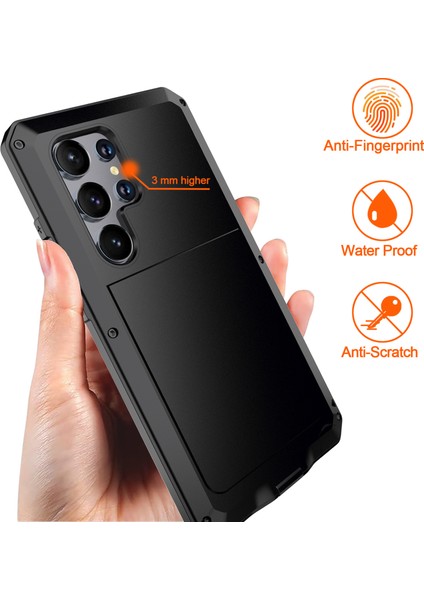Samsung Galaxy S24 Ultra Kılıf Temperli Cam Filmi Silikon+Metal Telefon Kapağı-Siyah (Yurt Dışından) fırsatları