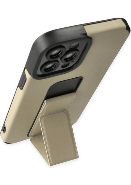 iPhone 12 Pro Max Kılıf Mega Standlı Silikon - Gold modelleri