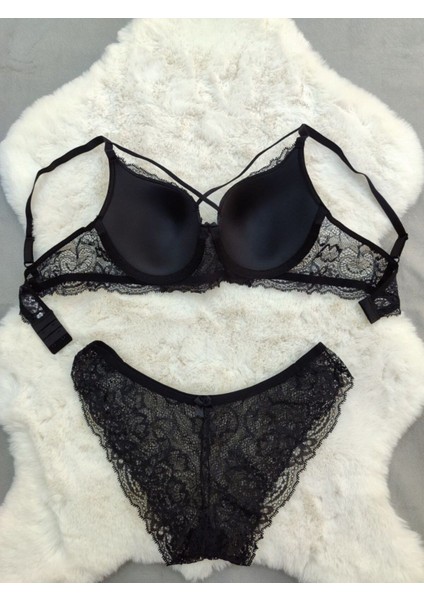 Dantel Detaylı Dolgusuz Çapraz Ipli Balenli Sütyen Külot Takım - Iç Çamaşırı Takımı modelleri