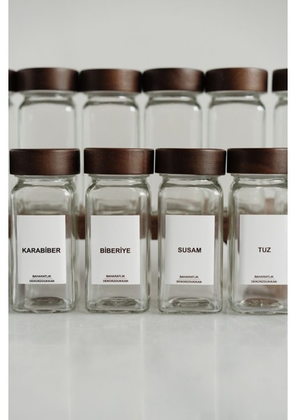 12'li Akasya Kapaklı Baharatlık Seti, 25 Etiketli, Şık ve Kullanışlı Mutfak Gereci. fiyatları