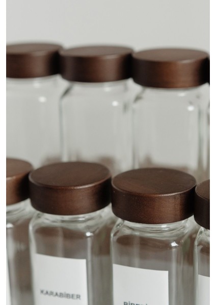 12'li Akasya Kapaklı Baharatlık Seti, 25 Etiketli, Şık ve Kullanışlı Mutfak Gereci. modelleri