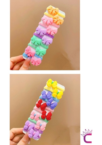 20'li Çantalı Yumuşak Acıtmaz Kız Bebek Havlu Lastik Toka Seti - Renkli Çocuk Lastikli Saç Tokası modelleri