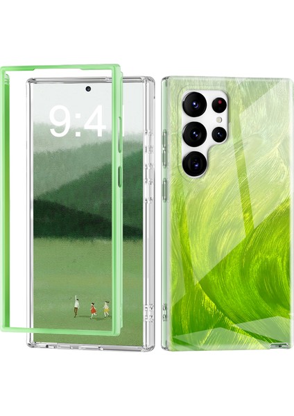 Samsung Galaxy S24 Ultra Cep Telefonu Kılıfı Degrade Tüy Pc + Tpu Kabuk-Yeşil (Yurt Dışından)