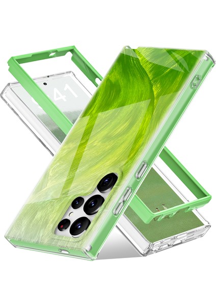 Samsung Galaxy S24 Ultra Cep Telefonu Kılıfı Degrade Tüy Pc + Tpu Kabuk-Yeşil (Yurt Dışından) fiyatları