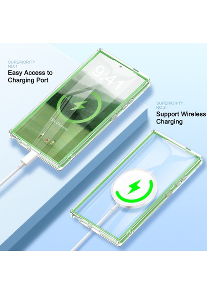 Samsung Galaxy S24 Ultra Cep Telefonu Kılıfı Degrade Tüy Pc + Tpu Kabuk-Yeşil (Yurt Dışından) modelleri