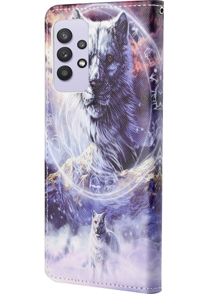 3D Desen Baskı Çapraz Doku Deri Deri Cüzdan Stand Kılıfı Samsung Galaxy A32 4g (Ab Versiyonu) -Wolf (Yurt Dışından) indirimleri