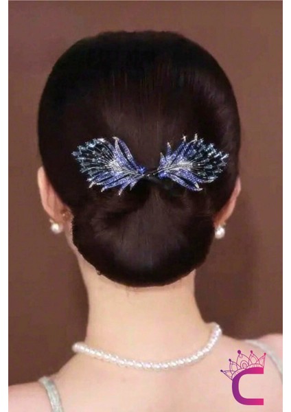 Elegance Kristal Taşlı Kadın Kolay Toplanabilir Telli Topuz Tokası - Düğün Nişan Saç Aksesuarı fiyatları
