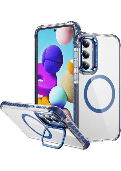Samsung Galaxy S23 Fe Kılıfı Lens Destekli Drop-Proof Telefon Kapağı Magsafe-Blue ile Uyumlu (Yurt Dışından)