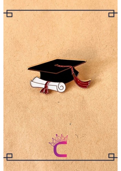 Mezuniyet Kepi Diploma Tasarım Yaka Rozeti Broş - Arkadaşa Hediyelik Mezuniyet Elbisesi Yaka Iğnesi