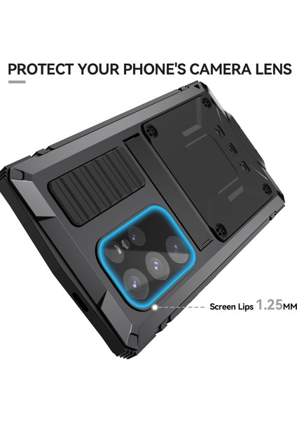 Samsung Galaxy S24 Ultra Telefon Kılıfı Kickstandlı Tam Koruma Kapağı-Siyah (Yurt Dışından) modelleri