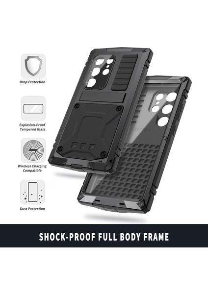 Samsung Galaxy S24 Ultra Telefon Kılıfı Kickstandlı Tam Koruma Kapağı-Siyah (Yurt Dışından) indirimleri