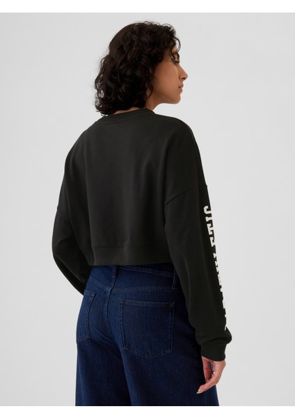 Kadın Siyah Gap Logo Vintage Soft Crop Sweatshirt indirimleri