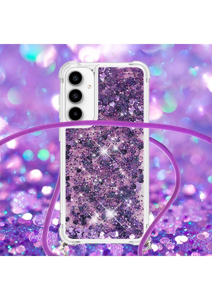Samsung Galaxy A55 5g Için Quicksand Crossbody Telefon Kılıfı Bling Glitter Tpu Kapak-Koyu Mor/kalpler (Yurt Dışından) fırsatları