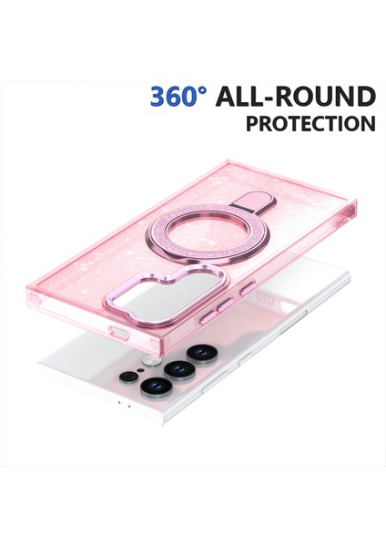 Samsung Galaxy S24 Ultra Kılıf Parıltılı Tasarım Tpu+Pc Kickstand Telefon Koruyucu-Pembe (Yurt Dışından) indirimleri