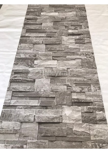 58-3 Doğal Taş Görünümlü Gri 3D Duvar Kağıdı