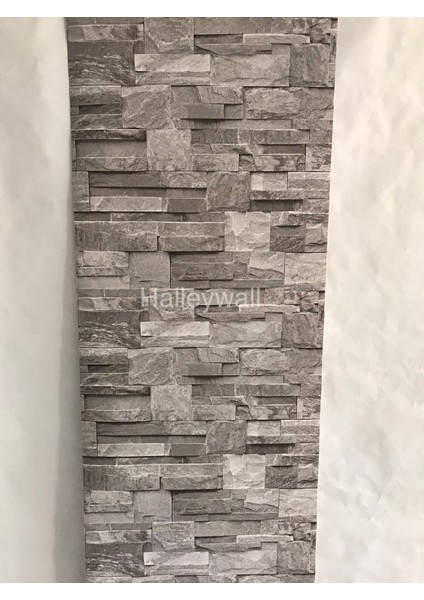 58-3 Doğal Taş Görünümlü Gri 3D Duvar Kağıdı modelleri