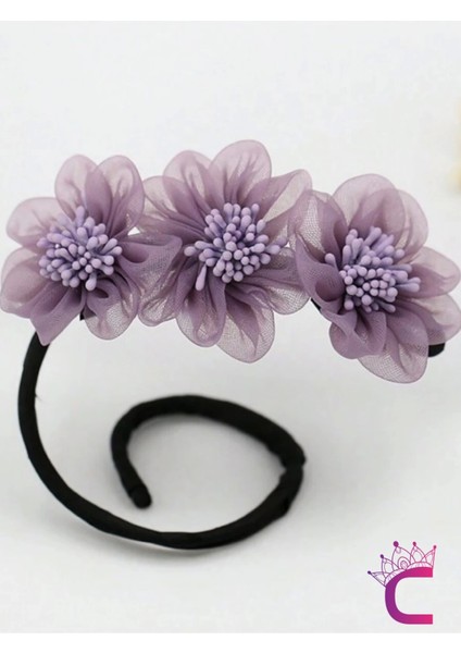 Zarif Chiffon Çiçekli Kadın Kolay Telli Saç Topuz Tokası Lila - Sihirli Pratik Saç Toplama Aparatı