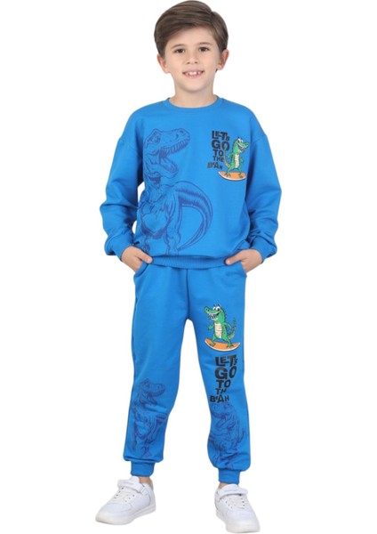 Erkek Çocuk Dinozor Baskılı Pijama Takımı Iki Iplik Eşofman Takımı Okul Ikili Takım modelleri