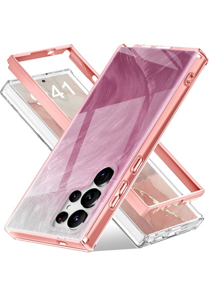 Samsung Galaxy S24 Ultra Cep Telefonu Kılıfı Degrade Tüy Pc + Tpu Kabuk-Pembe (Yurt Dışından) fiyatları
