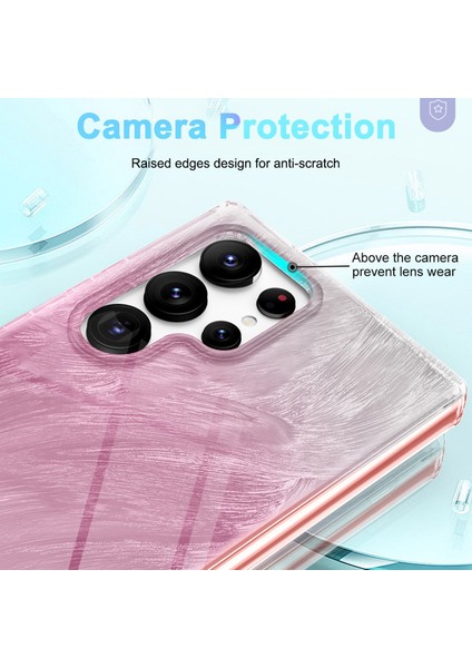 Samsung Galaxy S24 Ultra Cep Telefonu Kılıfı Degrade Tüy Pc + Tpu Kabuk-Pembe (Yurt Dışından) indirimleri