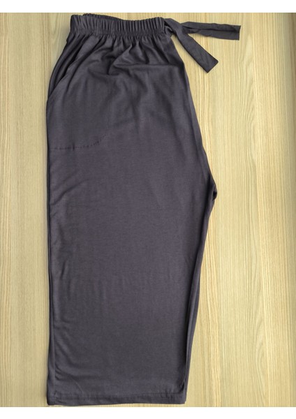 Büyük Beden Pamuklu Likralı Viskon Ince Yazlık Cepli Penye Kapri Pijama Pantolon Lacivert - 4xl modelleri