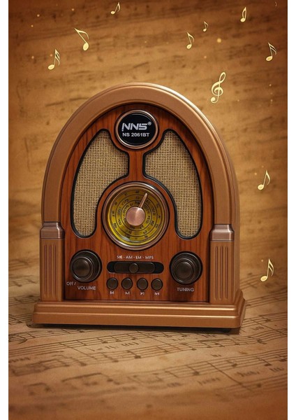 Kahverengi Nostaljik Taşınabilir Radyo, Şık ve Fonksiyonel Tasarım