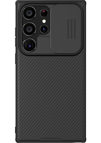 Serisi Samsung Galaxy S24 Ultra Kılıf Pc+Tpu Slayt Kamera Kapaklı Telefon Kapağı-Siyah (Yurt Dışından)