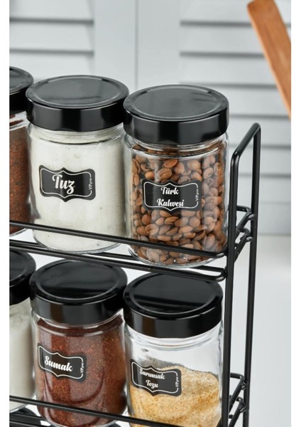 3 Katlı Büyük Standlı 18 Li Yuvarlak Cam Baharat Takımı, Şık ve Kullanışlı Set modelleri