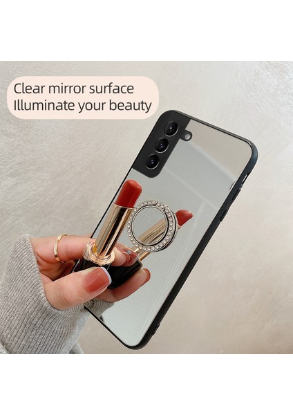 Ayna Tasarım Yüzük Şeklindeki Kickstand Samsung Galaxy S22 5g-Silver Için Parmak Izi Tpu+Pc Hibrid Kapak Kılıfı (Yurt Dışından) fiyatları