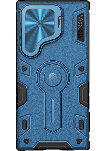 Samsung Galaxy S24 Ultra Pc+Tpu Telefon Kılıfı, Kamera Kapaklı Armor Prop Kılıfı-Mavi (Yurt Dışından) modelleri