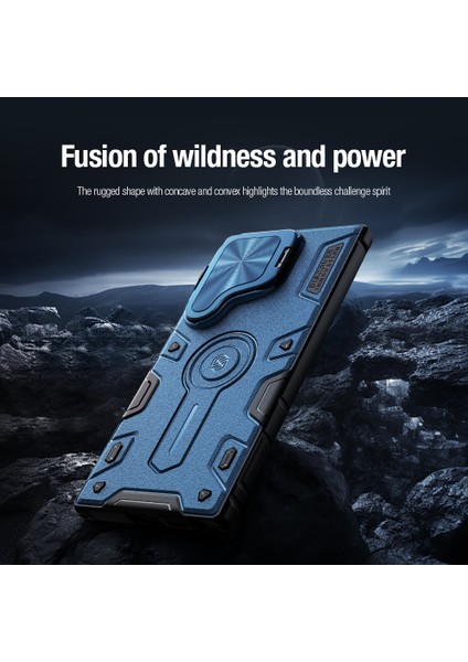 Samsung Galaxy S24 Ultra Pc+Tpu Telefon Kılıfı, Kamera Kapaklı Armor Prop Kılıfı-Mavi (Yurt Dışından) fırsatları