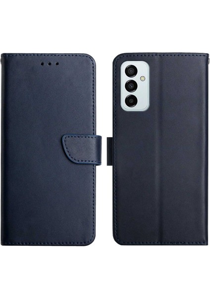 Nappa Doku Kılıf Samsung Galaxy M23 5G/F23 5g Cüzdan Standı Hakiki Deri Çizilmez Manyetik Kapanış Telefon Kabuk-Mavi (Yurt Dışından)