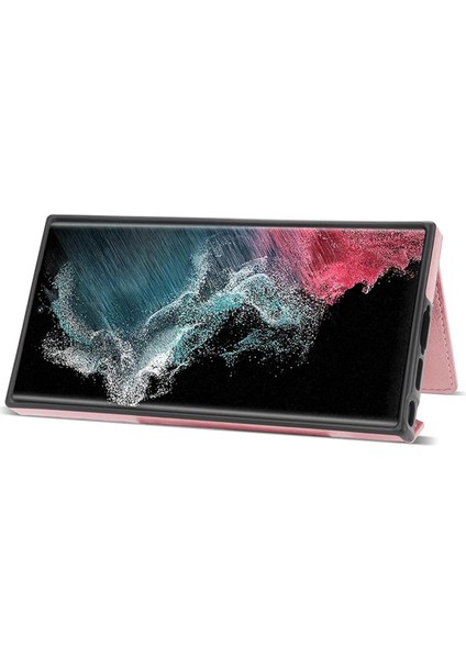 Samsung Galaxy S24 Ultra Telefon Kılıfı Fermuarlı Kartlıklı Omuz Askılı Kapak-Pembe (Yurt Dışından) fırsatları