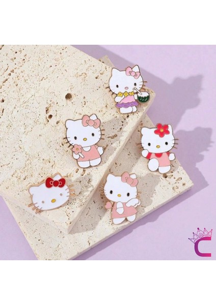 5'li Hello Kitty Tasarım Rozet Pin Broş Seti - Hediyelik Çocuk Aksesuar Arkadaşa Çanta Yaka Iğnesi fiyatları