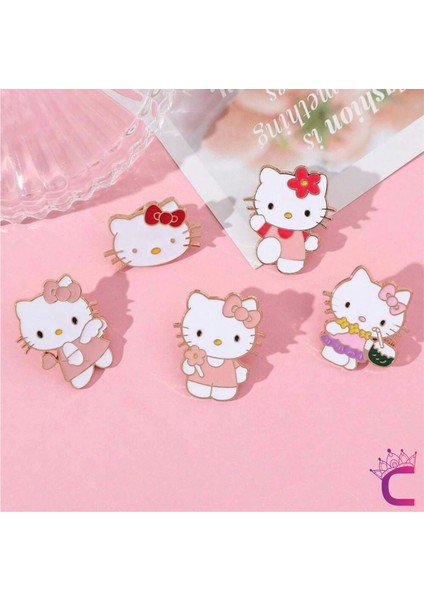 5'li Hello Kitty Tasarım Rozet Pin Broş Seti - Hediyelik Çocuk Aksesuar Arkadaşa Çanta Yaka Iğnesi indirimleri