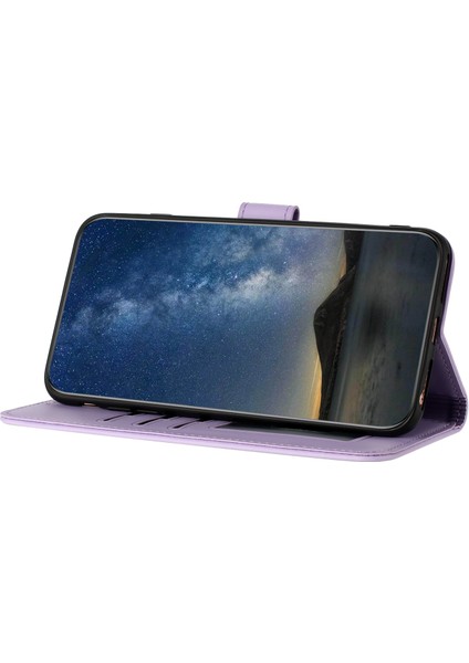 Samsung Galaxy S24 Ultra Telefon Kılıfı Çiçek Desenli Baskılı Deri Kılıf-Mor (Yurt Dışından) fırsatları