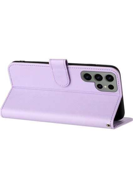 Samsung Galaxy S24 Ultra Telefon Kılıfı Çiçek Desenli Baskılı Deri Kılıf-Mor (Yurt Dışından) indirimleri