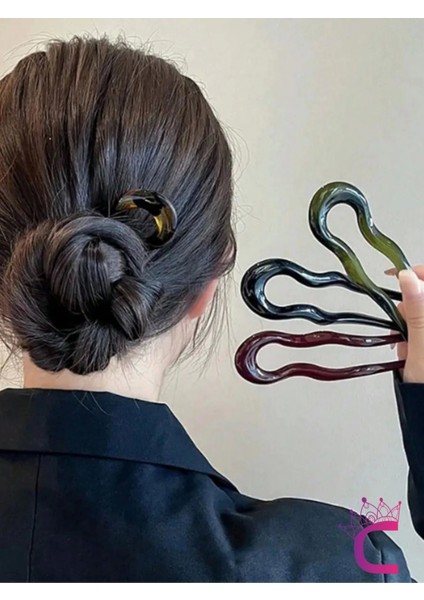 Bordo Geometrik Tasarım Asetat Kadın Saç Topuz Tokası 12.5 cm - Çubuk Toka Saç Çubuğu Aksesuar fiyatları