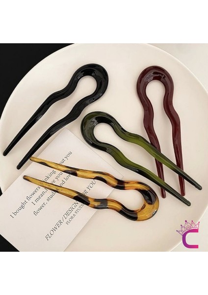 Bordo Geometrik Tasarım Asetat Kadın Saç Topuz Tokası 12.5 cm - Çubuk Toka Saç Çubuğu Aksesuar fırsatları